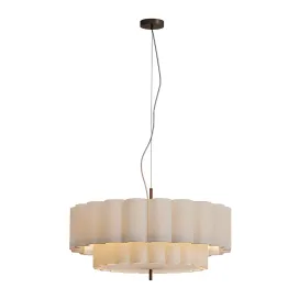 Folia large scalloped natural linen pendant